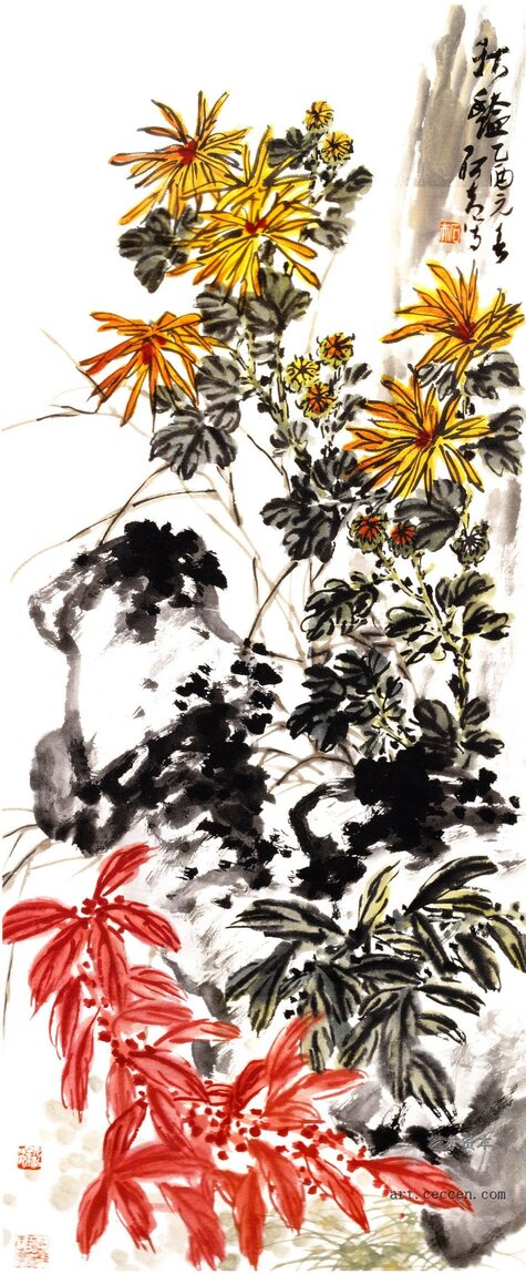 秋艳 138x60cm 纸本墨笔 2005年 郭石夫